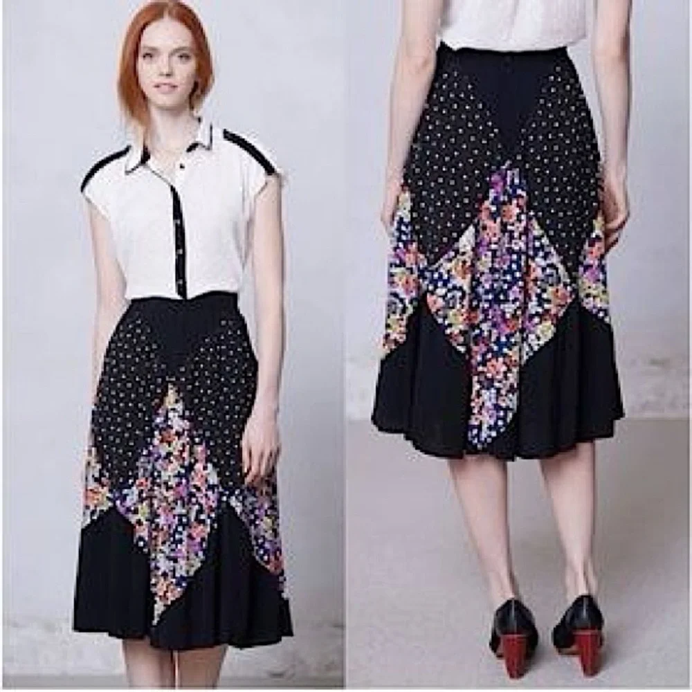 MAEVE ANTHROPOLOGIE | Floral and Polka Dot Women's Skirt - Picture 5 of 11
